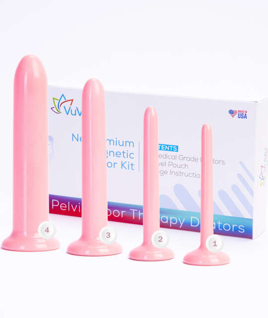 Růžové dilatátory ve velikostech 1 až 4